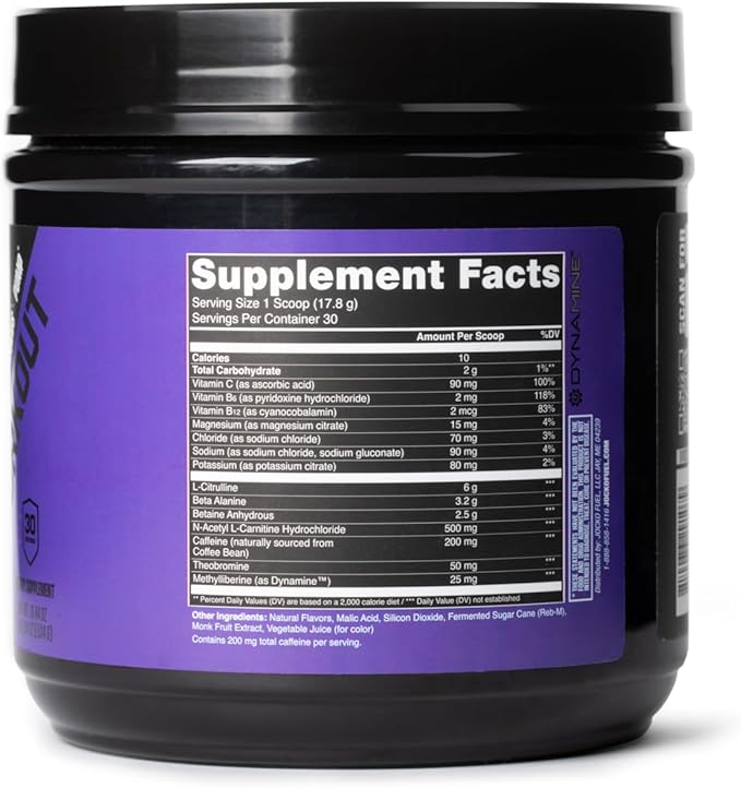 Jocko Fuel Ultimate Pre Workout Powder - Pre-Workout Energy Powder Drink for Men & Women - High Stim Sugar-Free Nootropic Blend to Support Muscle Pump, Energy, & Recovery 200mg Caffeine Sour Grape
