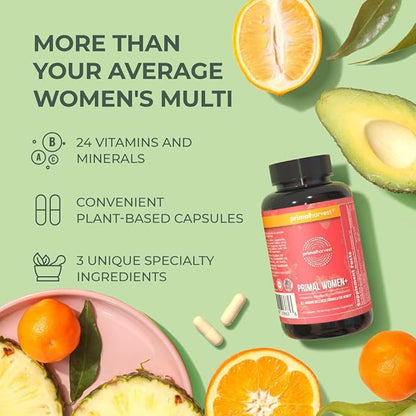 Primal Harvest Multivitamin for Women Vitamin A, Vitamin C, Vitamin D and E, Vitamin B12, B6, Biotin, Zinc Supplements, 30 Capsules (Womens 1 Pack)