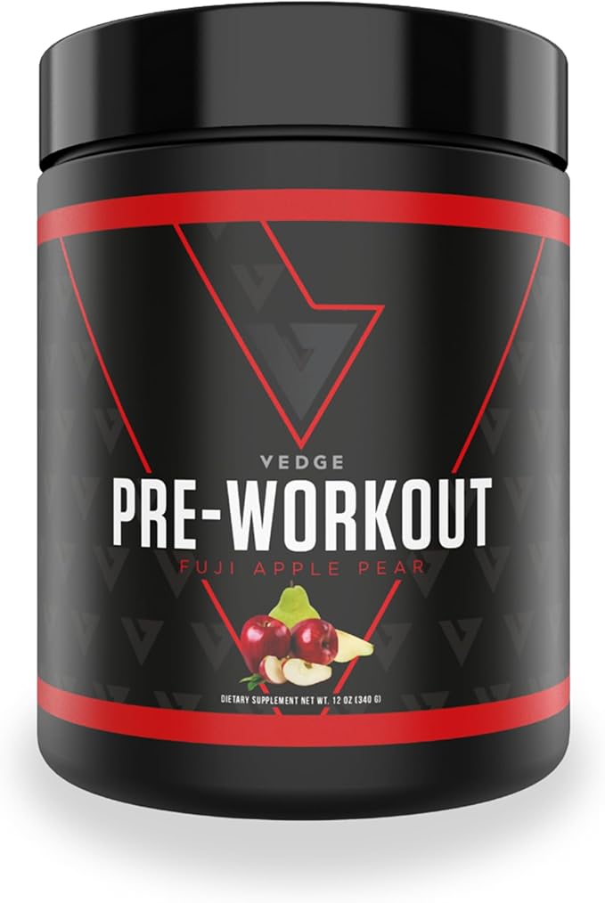vedge Pre Workout Powder - Workout Powder for Energy & Endurance - Vegan Pre Workout with Beta Alanine, L-Taurine, Caffeine & Citrulline - Pre Workout for Men & Women - Fuji Apple Pear Flavor