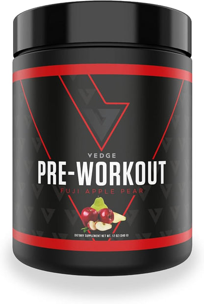 vedge Pre Workout Powder - Workout Powder for Energy & Endurance - Vegan Pre Workout with Beta Alanine, L-Taurine, Caffeine & Citrulline - Pre Workout for Men & Women - Fuji Apple Pear Flavor