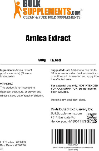BulkSupplements.com Arnica Powder - Arnica Montana Powder, from Dried Arnica Flower - Arnica Flower Powder, Servings Vary, 500g (1.1 lbs) (Pack of 1)