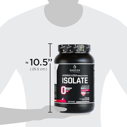 SASCHA FITNESS Hydrolyzed Whey Protein Isolate,100% Grass-Fed (2 Pounds, Strawberry)