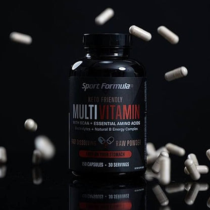 Sport Formula Daily Keto Superfood Multivitamin BCAA Amino Acid Powder Capsules for Men and Women. Won't Upset Your Stomach: Natural Vitamin B Energy Complex: Anti Aging Immune System Support
