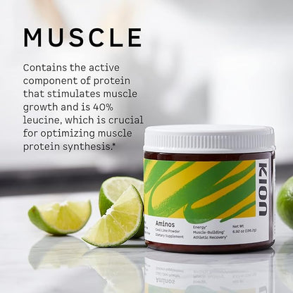 Kion Aminos Essential Amino Acids Powder - Essential Amino Acids Supplement for Muscle Recovery, Essential Amino Energy, EAAs Amino Acids Powder, BCAA EAA, BCAAs Amino Acids - 30 Servings, Watermelon