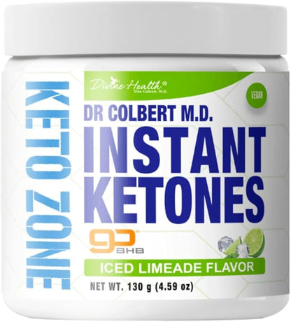 Divine Health Instant Ketones Powder | Limeade | GoBHB Exogenous Ketone Salts | Recommended in Dr. Colbert's Keto Zone Diet | 4.59oz