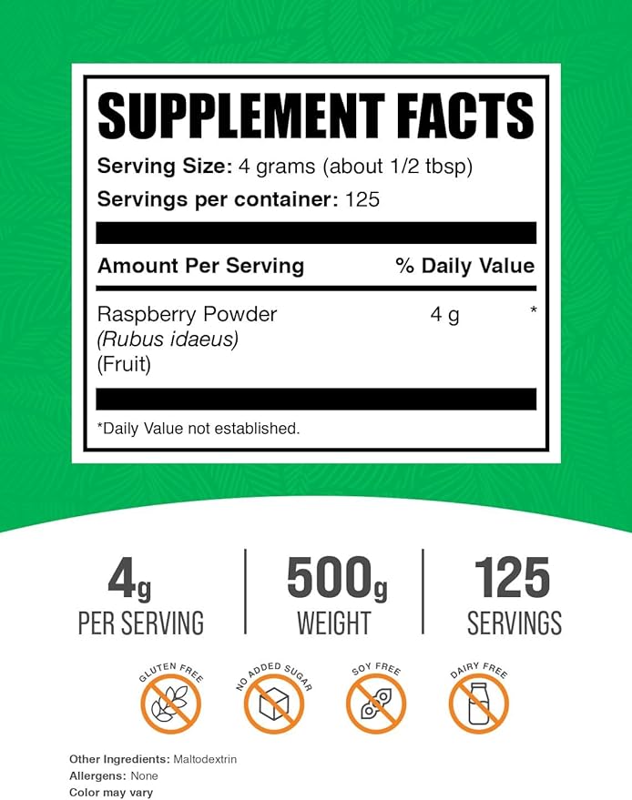 BulkSupplements.com Raspberry Powder - Antioxidant Powder - Dried Raspberries Powder - Raspberry Fruit Powder - Raspberry Flavoring Powder - Dried Fruits Powder (500 Grams - 1.1 lbs)