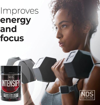 Intensify NDS Nutrition Black - Thermogenic Blend with Advantra Z for Fat and Water Loss - Boost Metabolism, Burn Calories, Help Suppress Appetite - Improve Body Tone, Muscle Definition - 90 Capsules