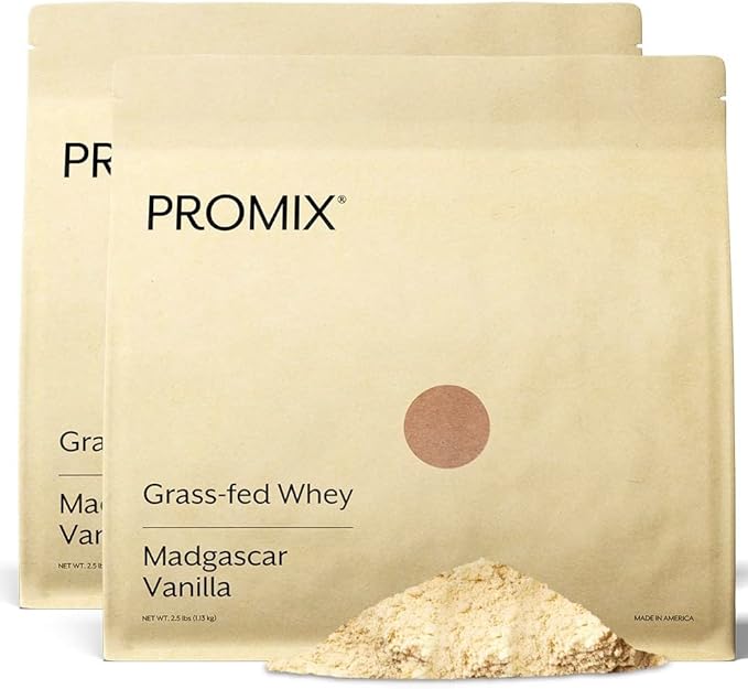 Promix Whey Protein Powder, Vanilla - 5lb Bulk - Grass-Fed & 100% All Natural - ­Post Workout Fitness & Nutrition Shakes, Smoothies, Baking & Cooking Recipes - Gluten-Free & Keto-Friendly