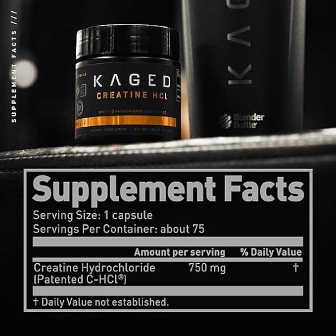 Kaged Creatine HCl Capsules | Unflavored | Muscle Building and Recovery Supplement | Patented Formula | Highly Soluble | Powder in Pill Form | 75 Servings