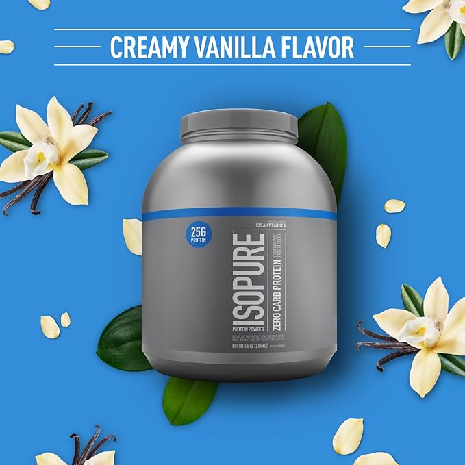 Isopure Protein Powder, Zero Carb Whey Isolate, Gluten Free, Lactose Free, 25g Protein, Keto Friendly, Creamy Vanilla, 4.5 Pound (Packaging May Vary)