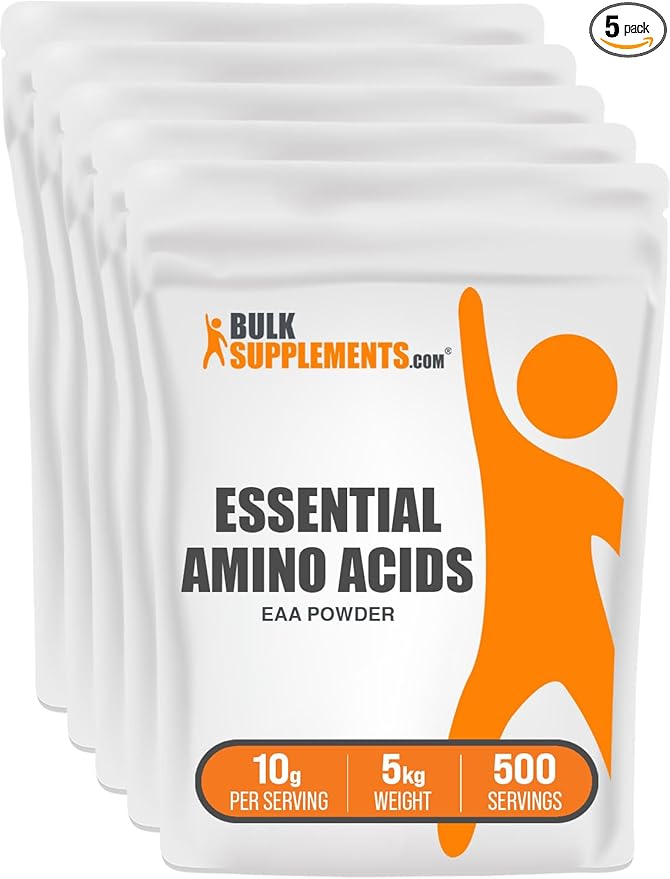 BulkSupplements.com Essential Amino Acids Powder - Essential Amino Acids Supplement, EAA Powder - Unflavored & Gluten Free, 10g of EAAs Amino Acids per Serving, 5kg (11 lbs) (Pack of 5)