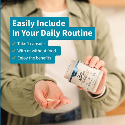 Natural Blood Builder Iron Supplements, 21mg Iron Pills to Increase Energy, Metabolism & Digestion, Absorbs Quickly Vitamins Organic Nutrients (60 Capsules)