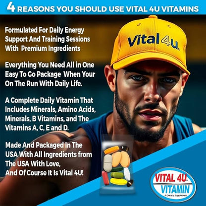VITAL 4U® Vitamin - Premium Multivitamin for Men and Women | Supports Immune System, Energy, Heart Health, and Body Functions Plus Sports Nutrition with Joint Support - 30 Servings