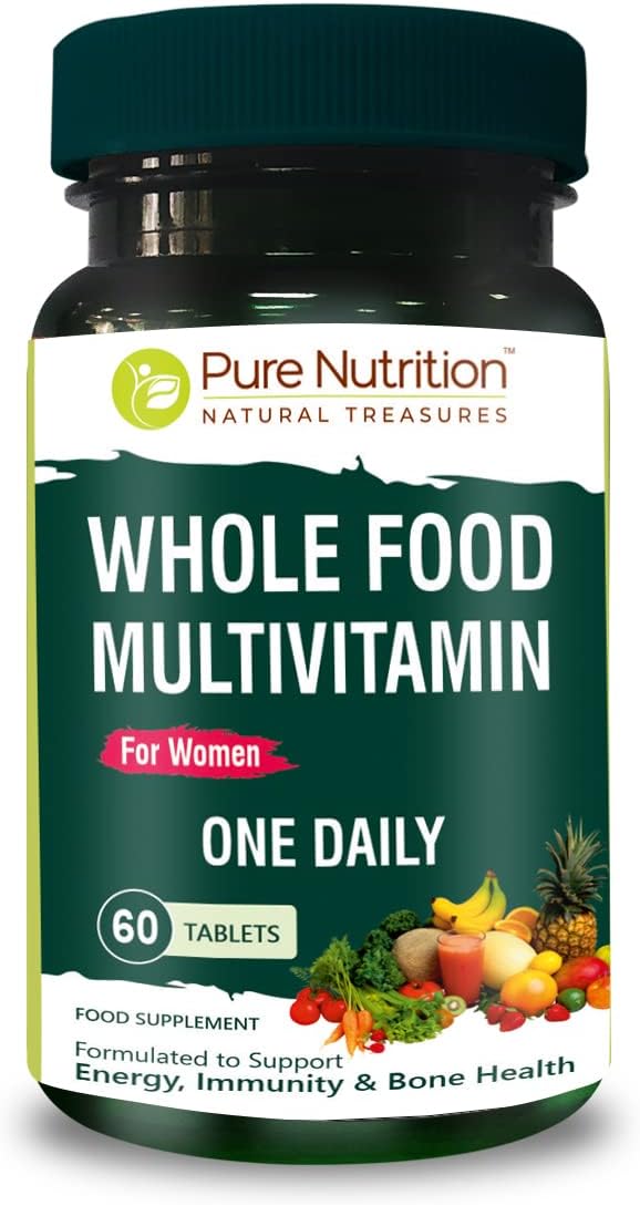 Pure Nutrition Whole Food Multivitamin for Women 1500mg. All Natural Plant Based Women's MULTIVITAMIN | Once Daily | 60 Tablets - 2 Months Supply.