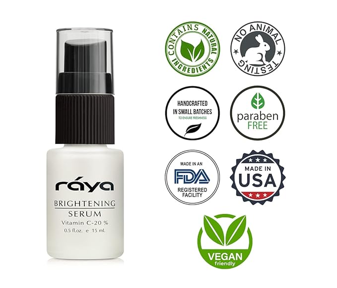 RAYA Brightening Serum (517) | Brightening and Color Restoring Facial Treatment for All Non-Sensitive Skin | Made with Vitamin-C and Vitamin-A