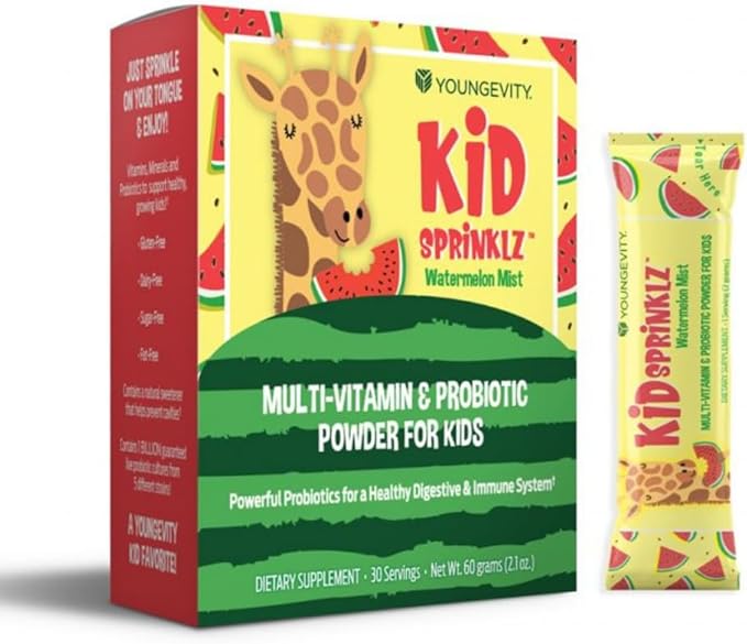Youngevity Kidsprinklz Watermelon Mist Multi-vitamin Powder - Kids Multivitamin & Toddler Multivitamin - Vitamins, Minerals, & Probiotics - 30 Servings