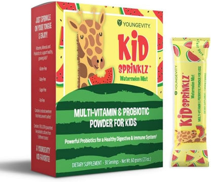Youngevity Kidsprinklz Watermelon Mist Multi-vitamin Powder - Kids Multivitamin & Toddler Multivitamin - Vitamins, Minerals, & Probiotics - 30 Servings