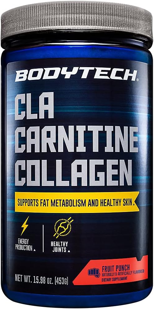BodyTech CLA Carnitine Collagen - Supports Fat Metabolism & Healthy Skin - Fruit Punch (15.98 oz. / 30 Servings)