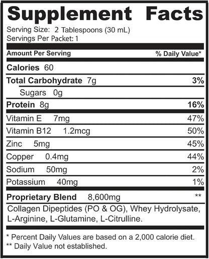 Nutritional Designs DPP Dipeptide Power Liquid Collagen & Whey Protein Supplement, Sugar-Free, Promotes Healthy Skin & Hair for Men & Women, Cherry, Single Serve Packet, 1 oz (25 Packets)
