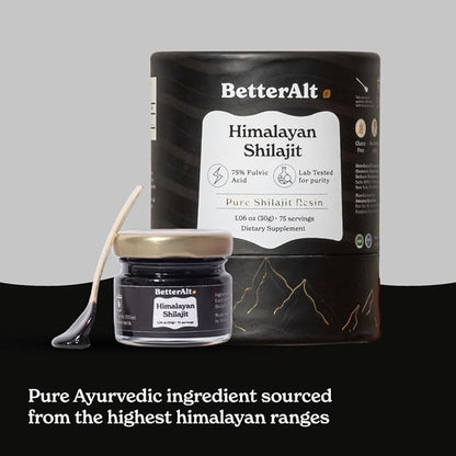 BetterAlt Pure Himalayan Shilajit Resin Pack of 2 High Potency Gold Grade 150 Servings for Energy Boost & Immune Support, 85+ Trace Minerals, 75%+ Fulvic Acid, with Lab Test Report,400 mg