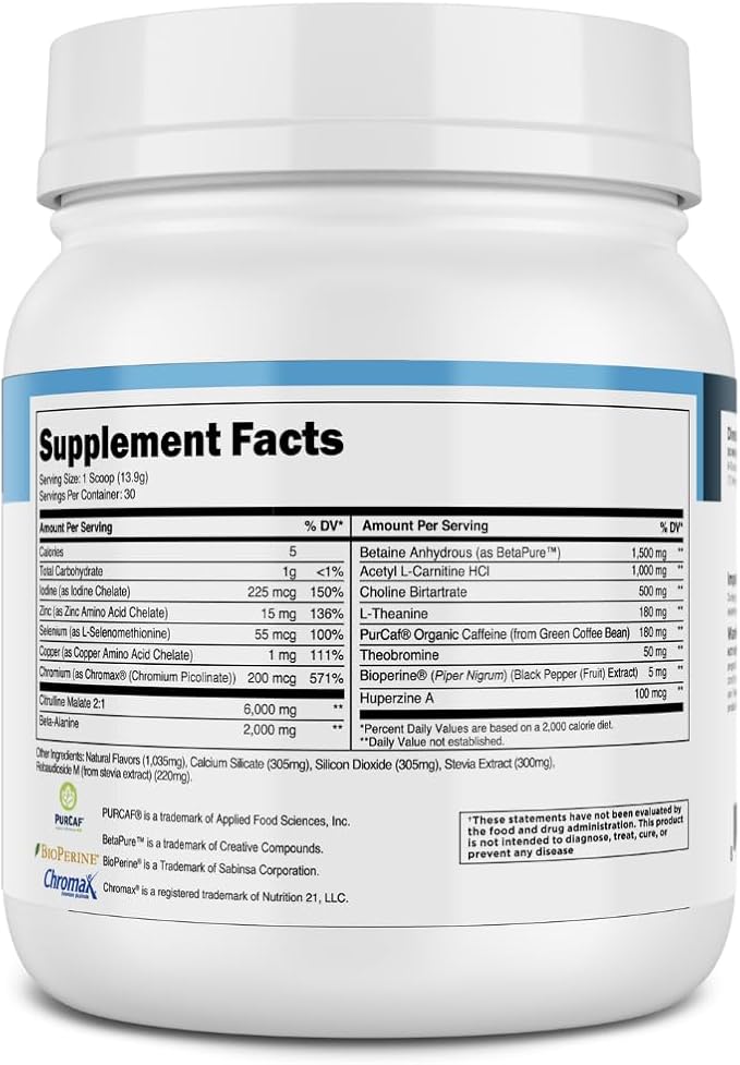 Transparent Labs Lean Pre-Workout - Body Recomposition Pre Workout for Men and Women with Acetyl L-Carnitine, Beta Alanine Powder, & PurCaf Organic Caffeine Powder - 30 Servings, Blue Raspberry