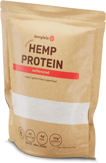 Organic Hemp Heart Unflavored Vegan Protein Powder, Plant-Based for Balanced Nutrition, All-Natural, 1 Ingredient, No Artificial Ingredients, Easy to Digest & Mix (10oz)