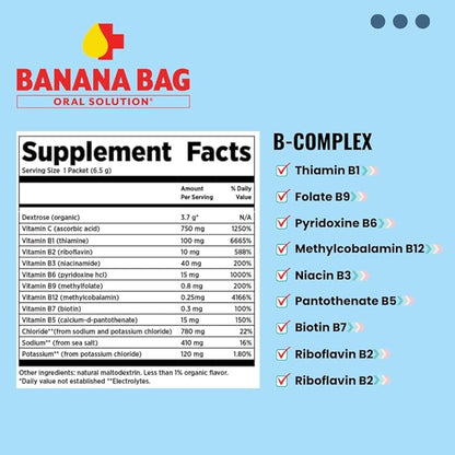 Banana Bag Oral Solution Recovery Packets - I.V. Alternative - Salted Watermelon 15pk: Pharmacist-Formulated for Fast Energy Boost, Rehydration & Wellness. Electrolytes + Vitamin C + Strong B-Complex