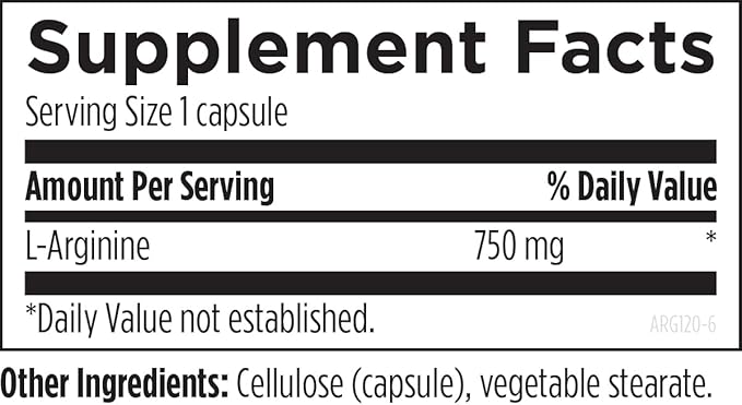 Designs for Health L-Arginine 750mg - Vegetarian Amino Acid Supplement + Nitric Oxide Precursor - Promotes Heart + Immune Health (120 Veg Capsules)