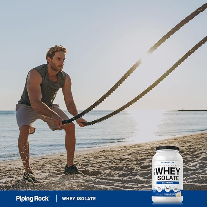 Fitness Labs Whey Protein Isolate Powder | 2lb | 35g Protein | Vanilla Flavor | with BCAAs | Non-GMO, Gluten Free Supplement