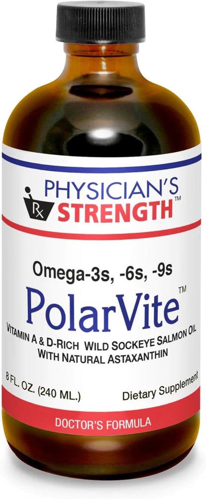Physician's Strength PolarVite - 8 fl oz - Vitamin A & D Wild Sockeye Salmon Fish Oil with Natural Astaxanthin