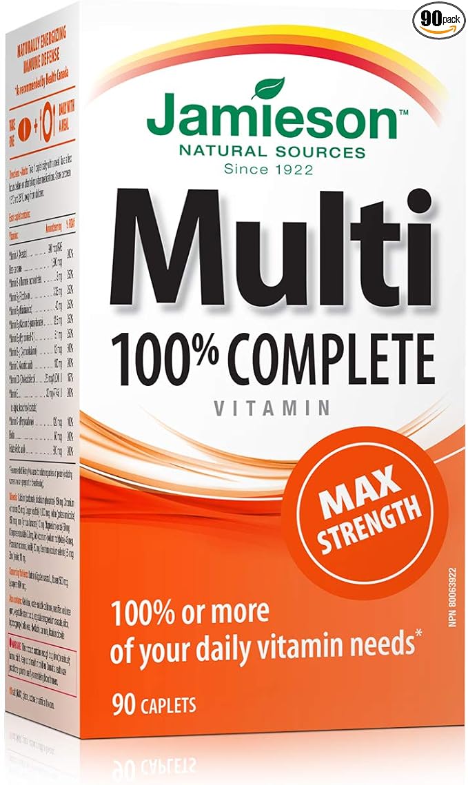 Jamieson 100% Complete Multivitamin Max Strength formula, 90 Capsules