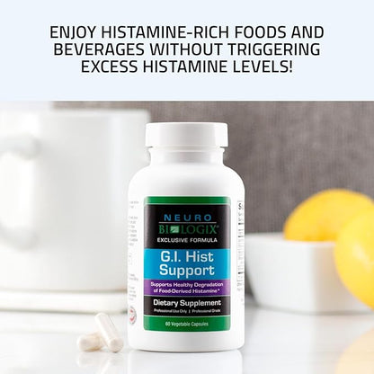 Neuro biologix GI Hist Support - Supplement for Histamine Digest, Histamine Blocker with Vitamin C, Quercetin, Porcine Kidney, Alpha Lipoic Acid, Stinging Nettle Root, and Bromelain, 60 Capsules
