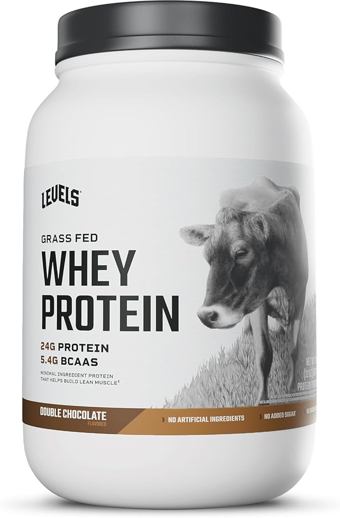 Levels Grass Fed Whey Protein Powder, No Artificials, 24G of Protein, Double Chocolate, 2LB