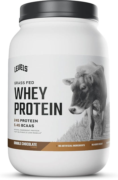 Levels Grass Fed Whey Protein Powder, No Artificials, 24G of Protein, Double Chocolate, 2LB