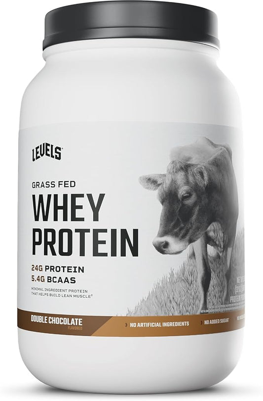 Levels Grass Fed Whey Protein Powder, No Artificials, 24G of Protein, Double Chocolate, 2LB