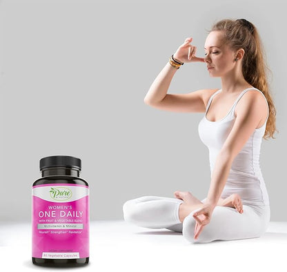 Pure By Nature One-Daily Multivitamin for Women, Immune Support Supplement with Non-GMO Ingredient, Vitamin & Minerals for Energy, 60 Veggie Capsules