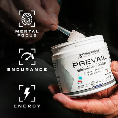 Prevail Pre Workout Powder with Nootropics: Pre Workout for Men and Women, Cutting Edge Energy and Focus Supplement with L Citrulline, Alpha GPC, L Tyrosine, Neurofactor | Rainbow Freeze, 40 SRV