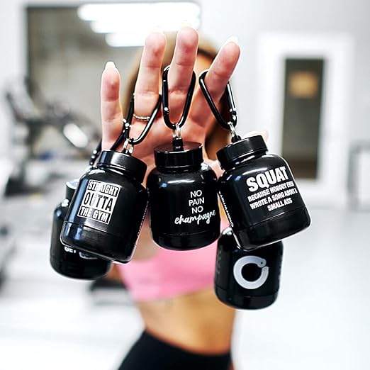 Protein Powder & Supplement Funnel Keychain, Portable To-Go Container for The Gym, Workouts, Fitness, & Travel - TSA Approved, No Pain No Champagne