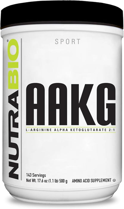 NutraBio Arginine AKG Workout Supplement Powder, 500g – Helps Support Lean Mass Gains, Boost Nitric Oxide, and Enhance Muscle Growth