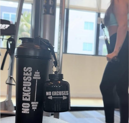 Protein Shaker Bottle, Shaker Bottles For Protein Mixes; Pre Workout With Protein Powder Container To Go, Protein Powder Travel Container & Gym Keychain Container Included.