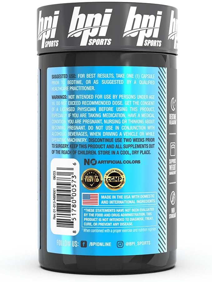 BPI Sports Nite burn – Nighttime Fat Burner & Sleep Support – Keto-Friendly – Weight Loss, Burn Fat, Relaxation, Boost Metabolism – 30 servings – 640mg, Capsule