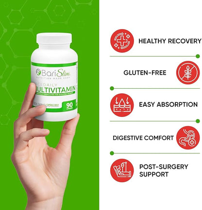 BariSlim Once Daily Bariatric Multivitamin Capsule - Iron-Free Formula - Bariatric Vitamin and Supplement for Post Bariatric Surgery, Including Gastric Bypass and Gastric Sleeve | 90-Day Supply