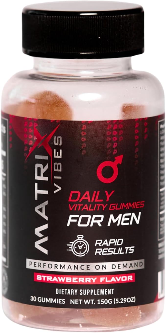 Daily Vitality Gummies for Men - Holistic Well-Being Support - Adaptogen-Enriched - Delicious Strawberry Flavor - 30-Day Supply