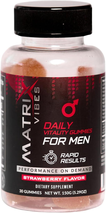 Daily Vitality Gummies for Men - Holistic Well-Being Support - Adaptogen-Enriched - Delicious Strawberry Flavor - 30-Day Supply
