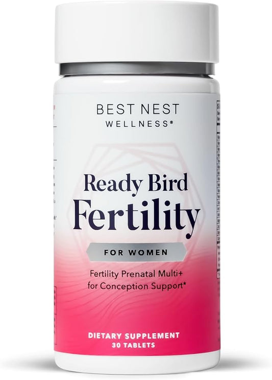 Best Nest Wellness Women's Fertility - Daily Multivitamin for Pregnancy Support - Supplement with Methylated Vitamins Aids Conception - Nutritional Supplement with Ashwagandha & Folate - 30 Tablets