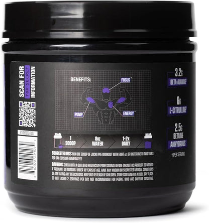Jocko Fuel Ultimate Pre Workout Powder - Pre-Workout Energy Powder Drink for Men & Women - High Stim Sugar-Free Nootropic Blend to Support Muscle Pump, Energy, & Recovery 200mg Caffeine Sour Grape