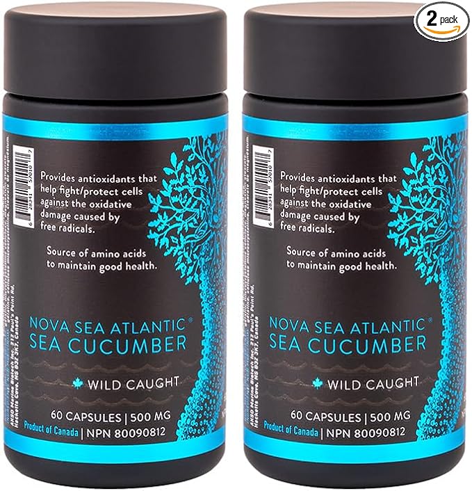 Sea Cucumber Supplement, Wild Caught Sea Cucumber Capsules with Fucosylated Chondroitin Vitamins Mineral — Natural Antioxidant Supplement for Elderly Adult Child (Pack of 2)