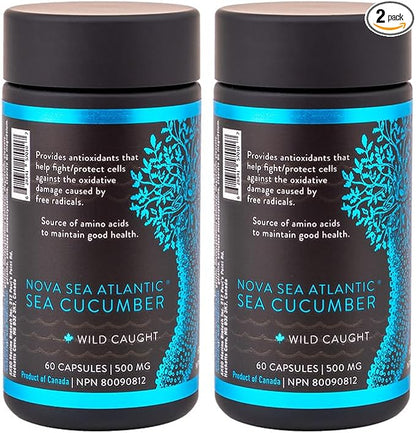 Sea Cucumber Supplement, Wild Caught Sea Cucumber Capsules with Fucosylated Chondroitin Vitamins Mineral — Natural Antioxidant Supplement for Elderly Adult Child (Pack of 2)