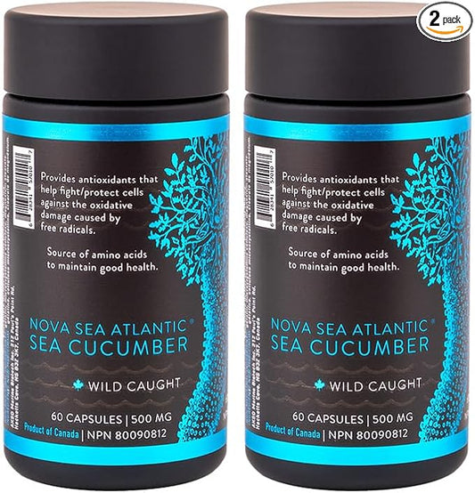 Sea Cucumber Supplement, Wild Caught Sea Cucumber Capsules with Fucosylated Chondroitin Vitamins Mineral — Natural Antioxidant Supplement for Elderly Adult Child (Pack of 2)