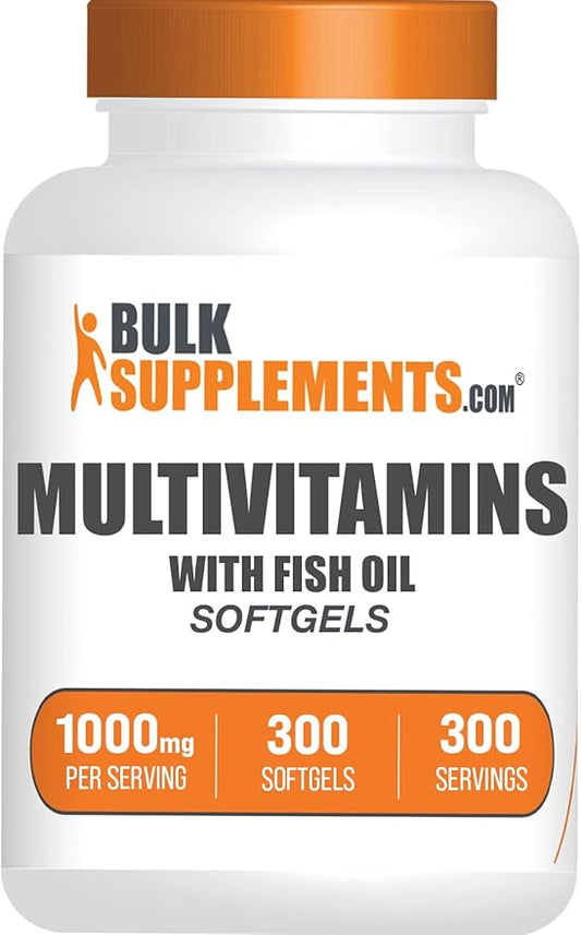 BulkSupplements.com Multivitamin Softgels - Daily Multivitamin, Multimineral Supplement, Multivitamin for Adults wit Fish Oil - Gluten Free, 1 Softgel per Serving, 300 Count (Pack of 1)